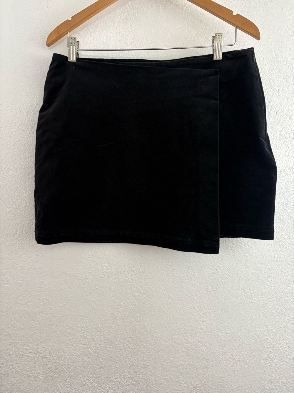 Next black velvet mini wrap skirt size 10